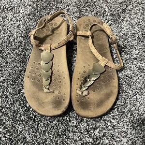 Vionic Lizbeth gold Cork T-strap Thong Sandals shoes women sz 8.5